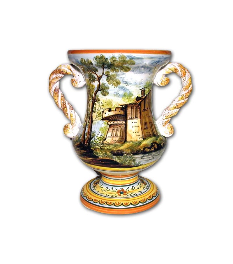 Hand-painted pottery Amphora with Handles