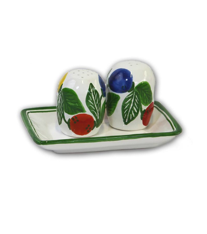 "Elba" Ceramic Salt / Pepper with Tray
