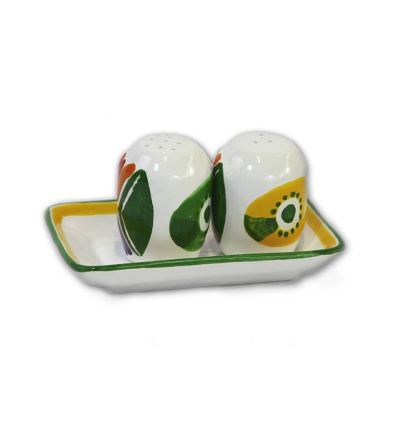"Filicudi" Ceramic Salt / Pepper with Tray