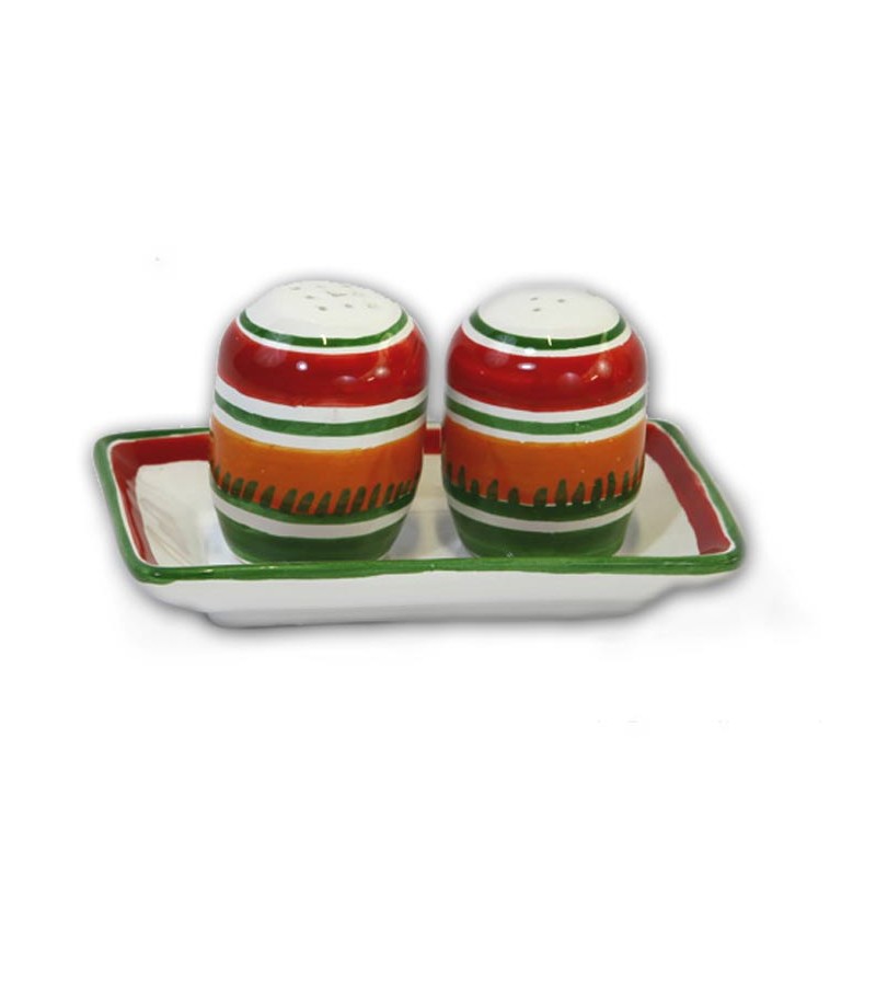 "Ischia" Ceramic Salt / Pepper with Tray