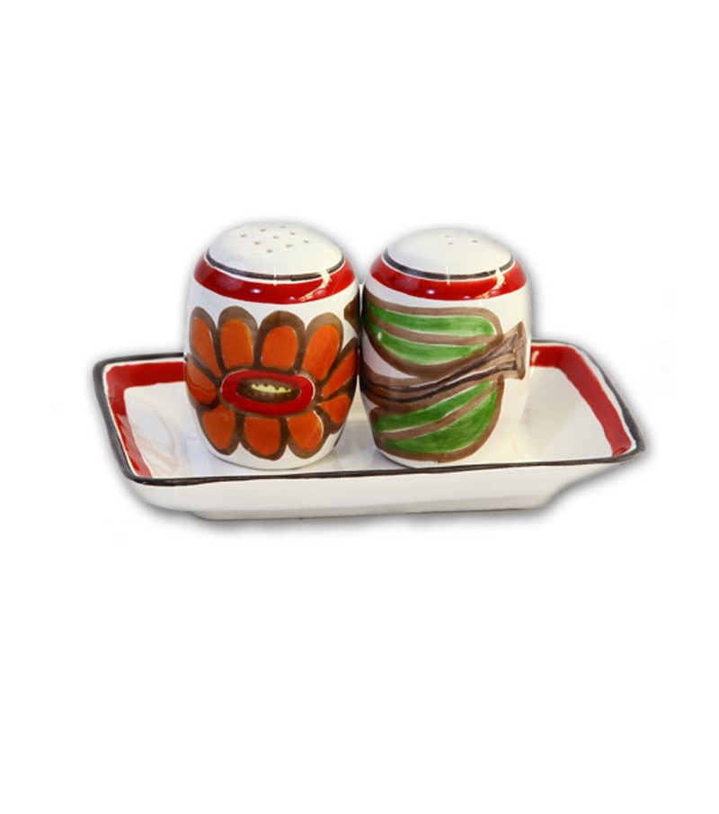 "Linosa" Ceramic Salt / Pepper with Tray