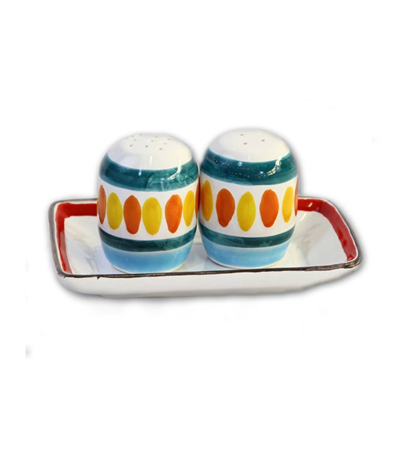 "Solunto" Ceramic Salt / Pepper with Tray