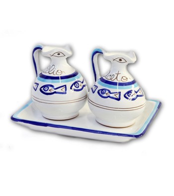 " Corfu' " Ceramic Oil/Vinegar with Tray
