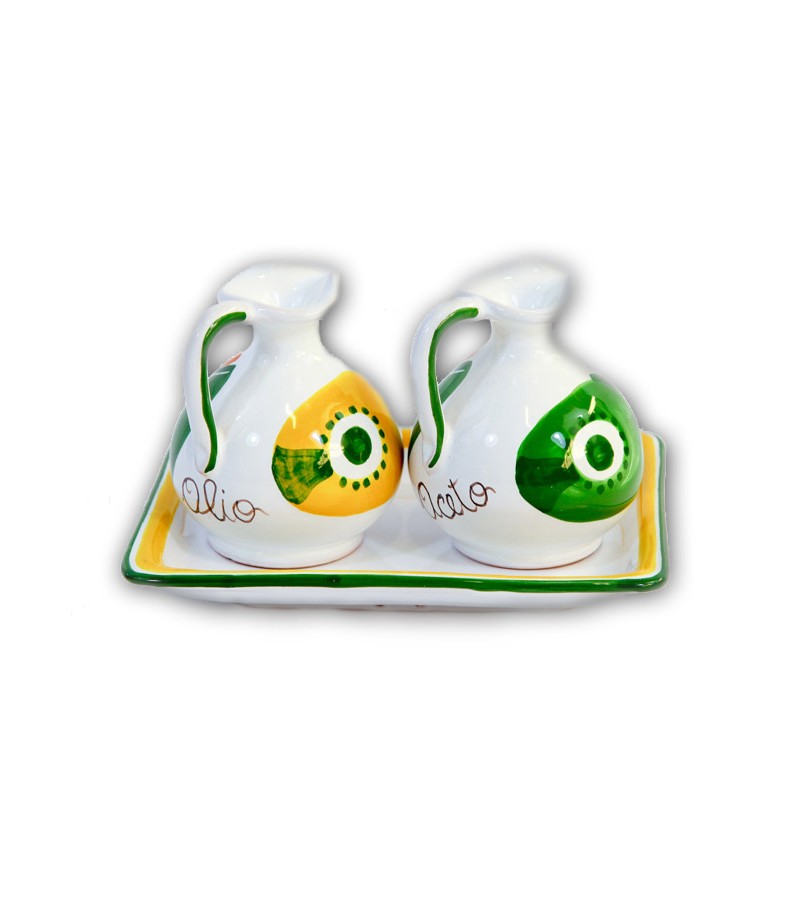 "Filicudi" Ceramic Oil/Vinegar with Tray