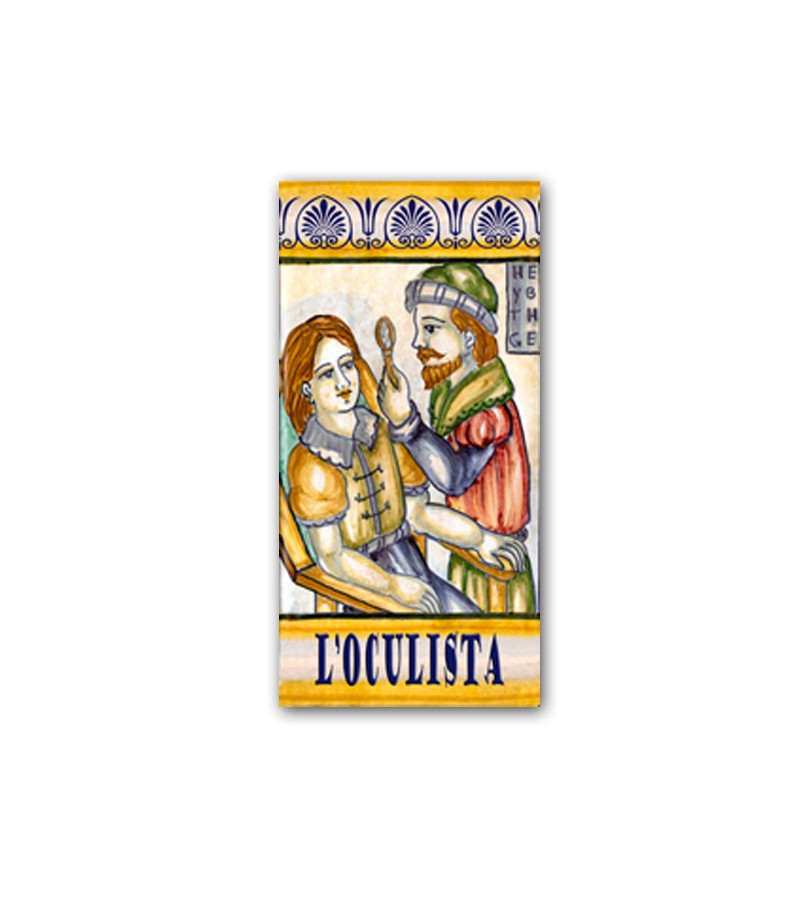 Piastrella in Ceramica Raffigurante l'Oculista
