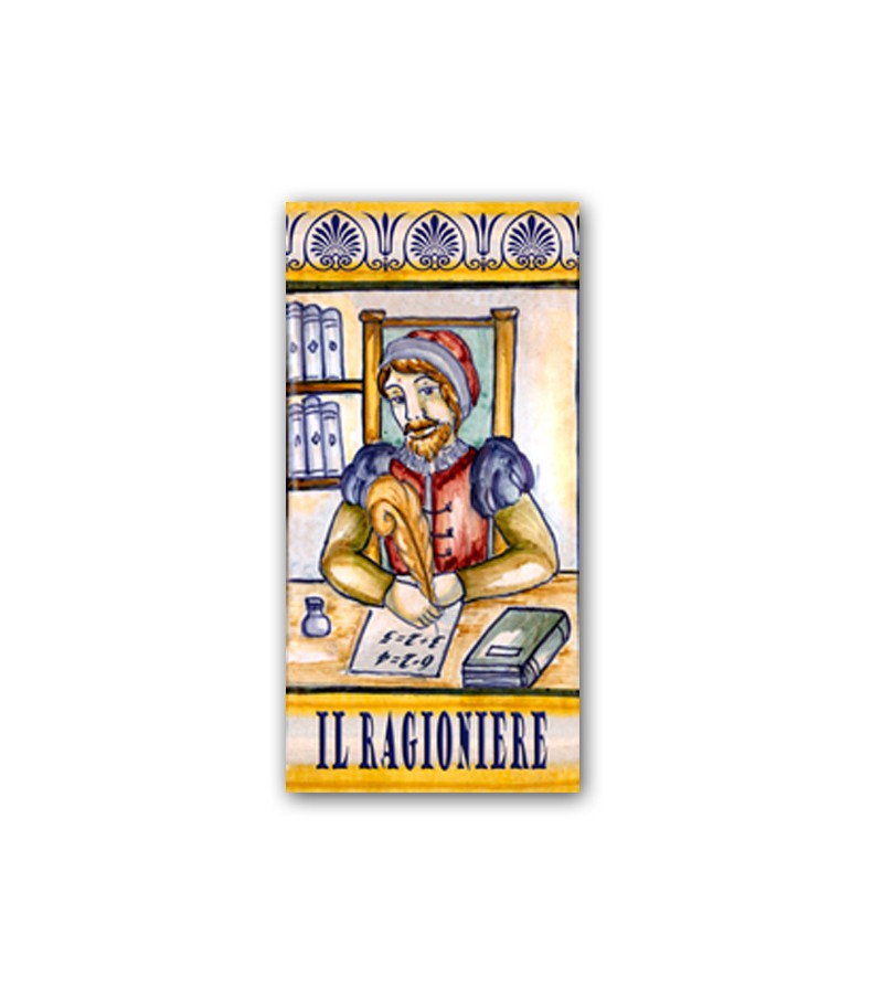 Piastrella in Ceramica Raffigurante il Ragioniere