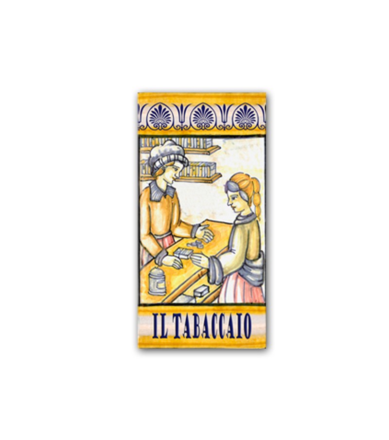 Piastrella in Ceramica Raffigurante il Tabaccaio