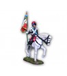 Carbineer on horseback with flag made in tin-based alloy