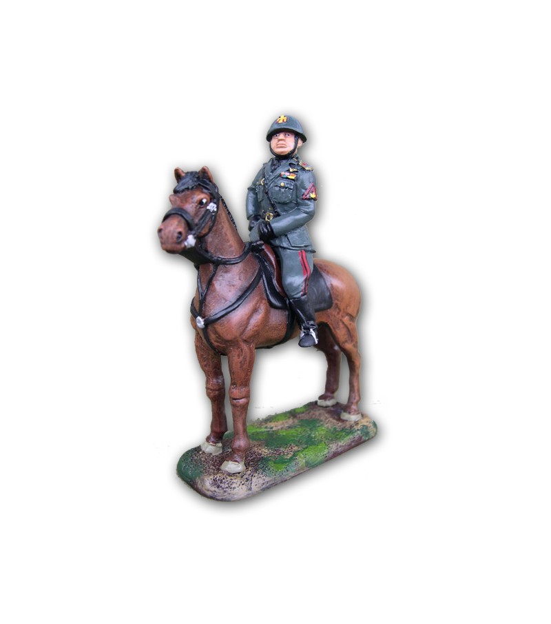 Mussolini on horseback made in tin-based alloy