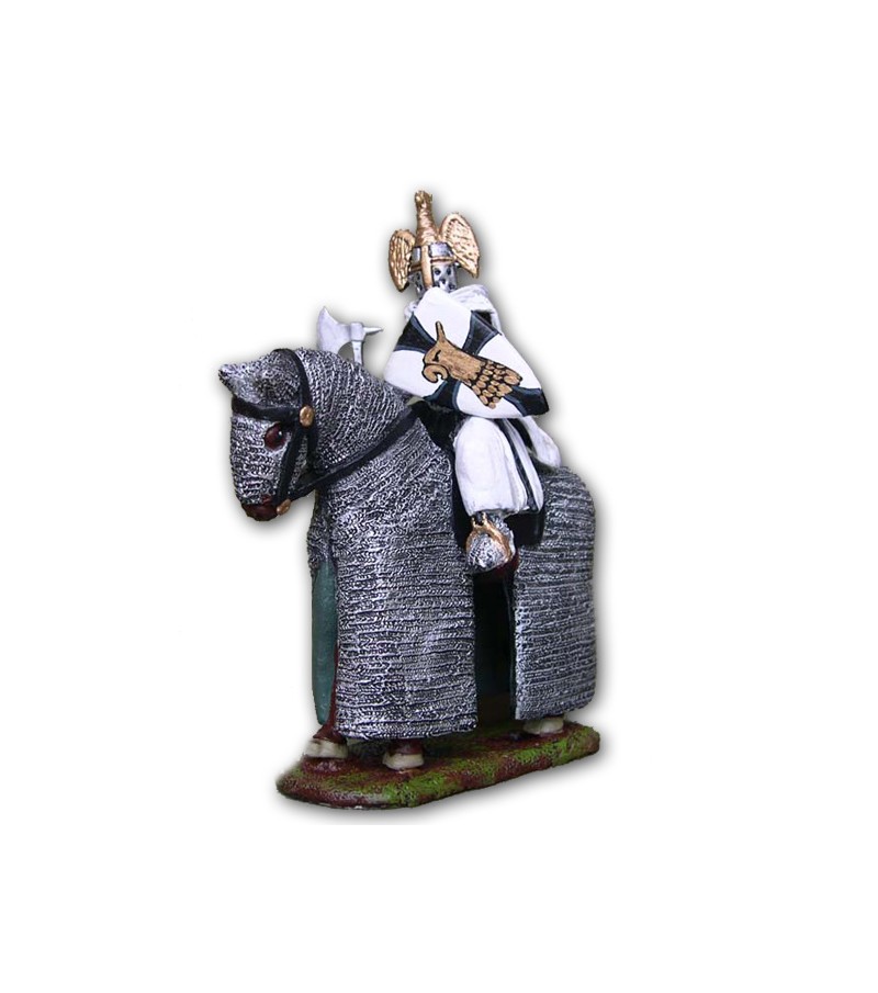 Teutonic soldier on horseback made in tin-based alloy