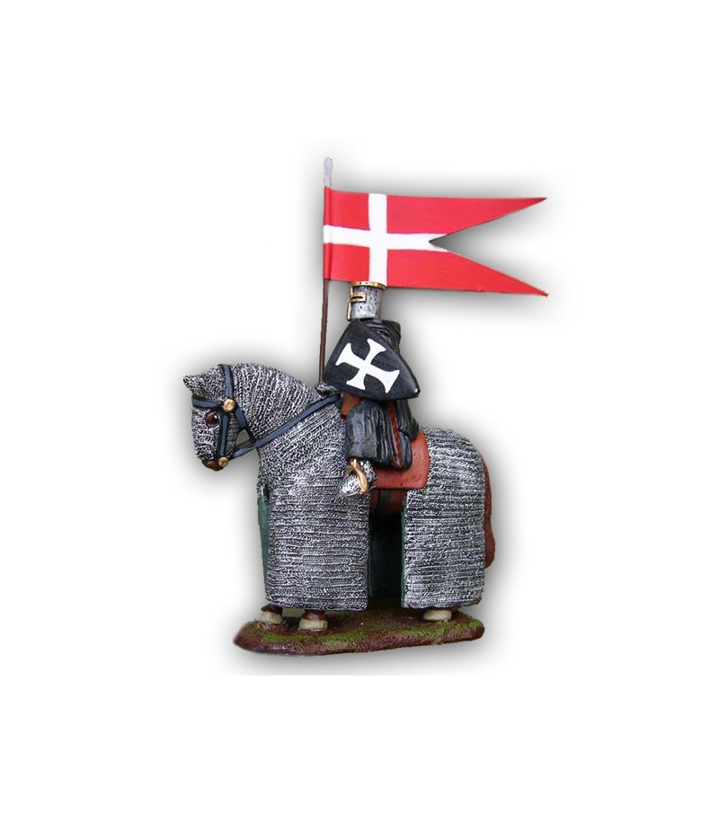 Medieval Ospitaliere soldier on horseback made in tin-based alloy