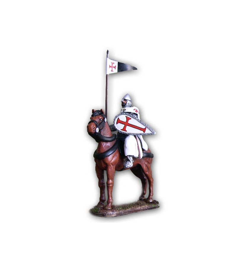Knight Templar on horseback made in tin-based alloy