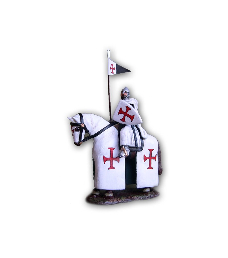 Knight Templar on horseback made in tin-based alloy