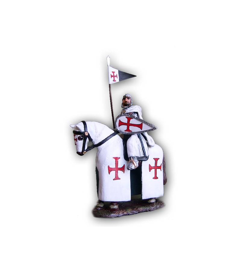 Knight Templar on horseback made in tin-based alloy