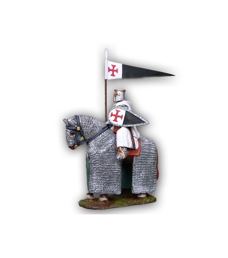 Cavaliere Templare a cavallo eseguito in lega a base di Stagno