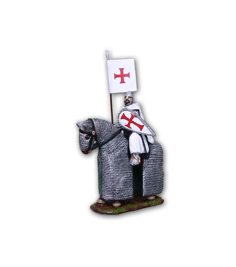 Knight Templar on horseback made in tin-based alloy