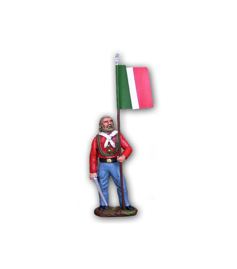 Garibaldi soldier with flag made in tin-based alloy