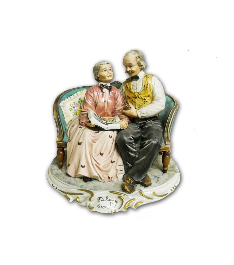 " Grandparents on the Sofa" in Capodimonte Porcelain