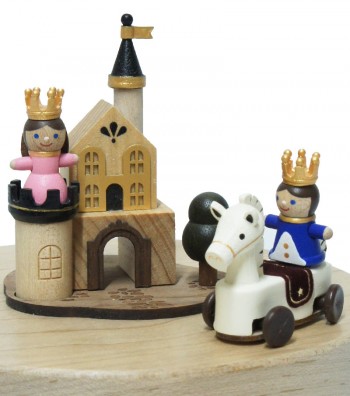 Wooden Music Box Prince and Princess close up view