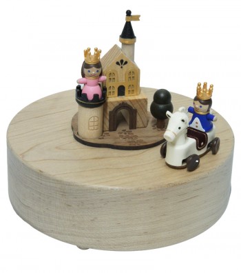 Wooden Music Box Prince and Princess side view