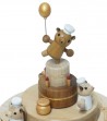 Wooden Music Box Cake with Teddy Bear close view