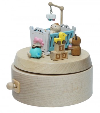 Wooden music box baby cot