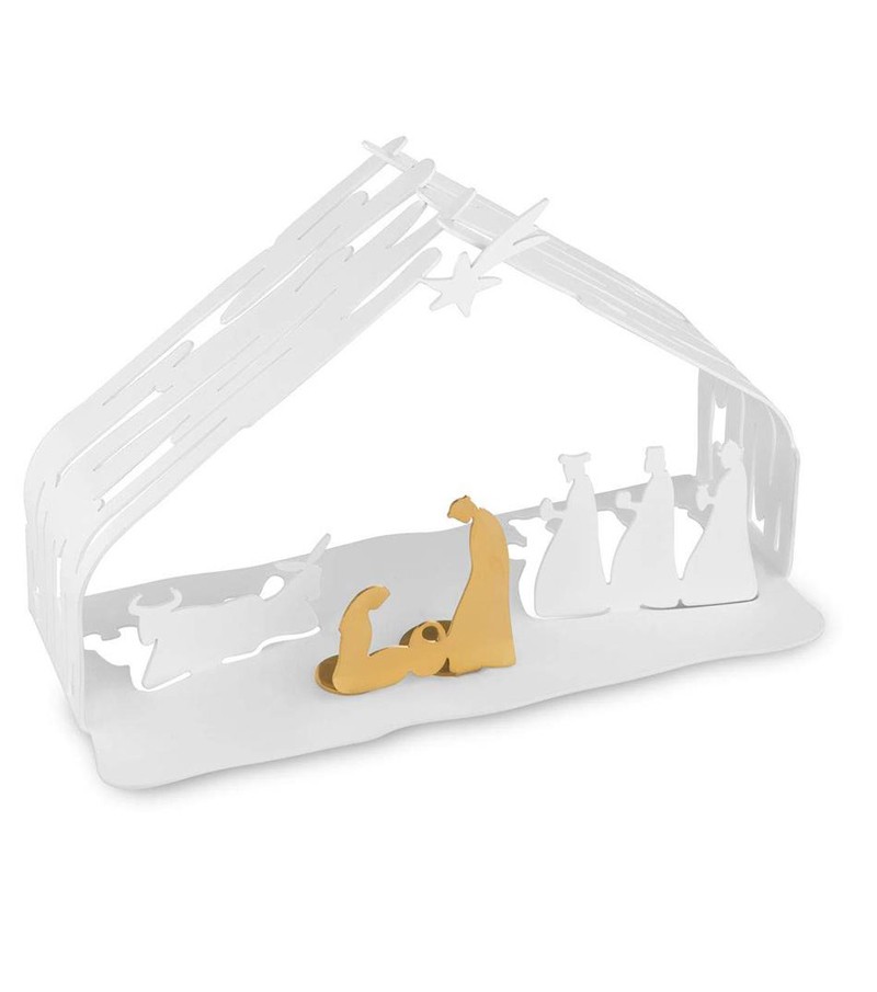 white Nativity crib in steel design Boucquillon & Maauoi