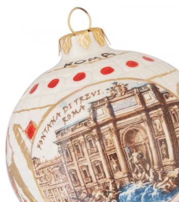 Palla di Natale in ceramica dettaglio Fontana di Trevi