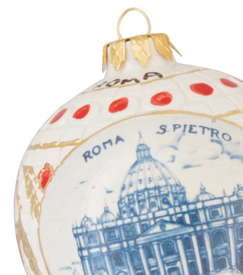 Palla di Natale in ceramica dettaglio San Pietro