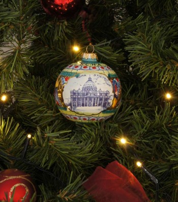 Saint Peter ceramic Christmas ball on a tree