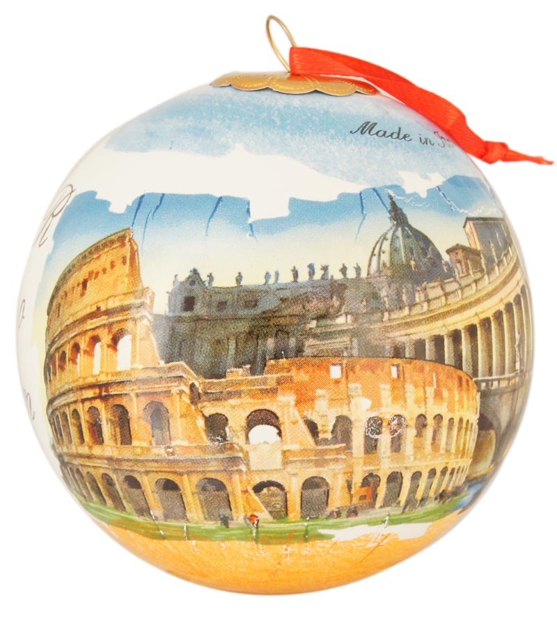 Pallina in Ceramica Natalizia decoro "Roma Multivedute"