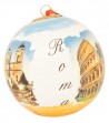 Pallina in Ceramica Natalizia decoro "Roma Multivedute" scritta Roma