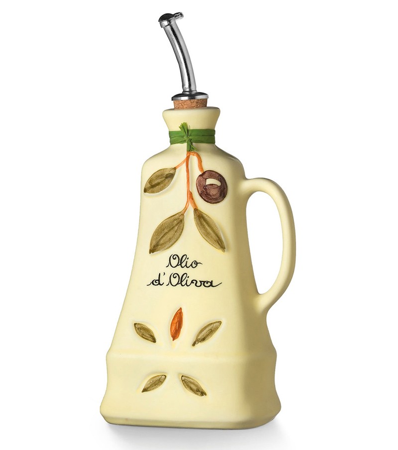 Oliera Ceramica Bottiglia Olio o Aceto  dipinta a mano artigianato italiano