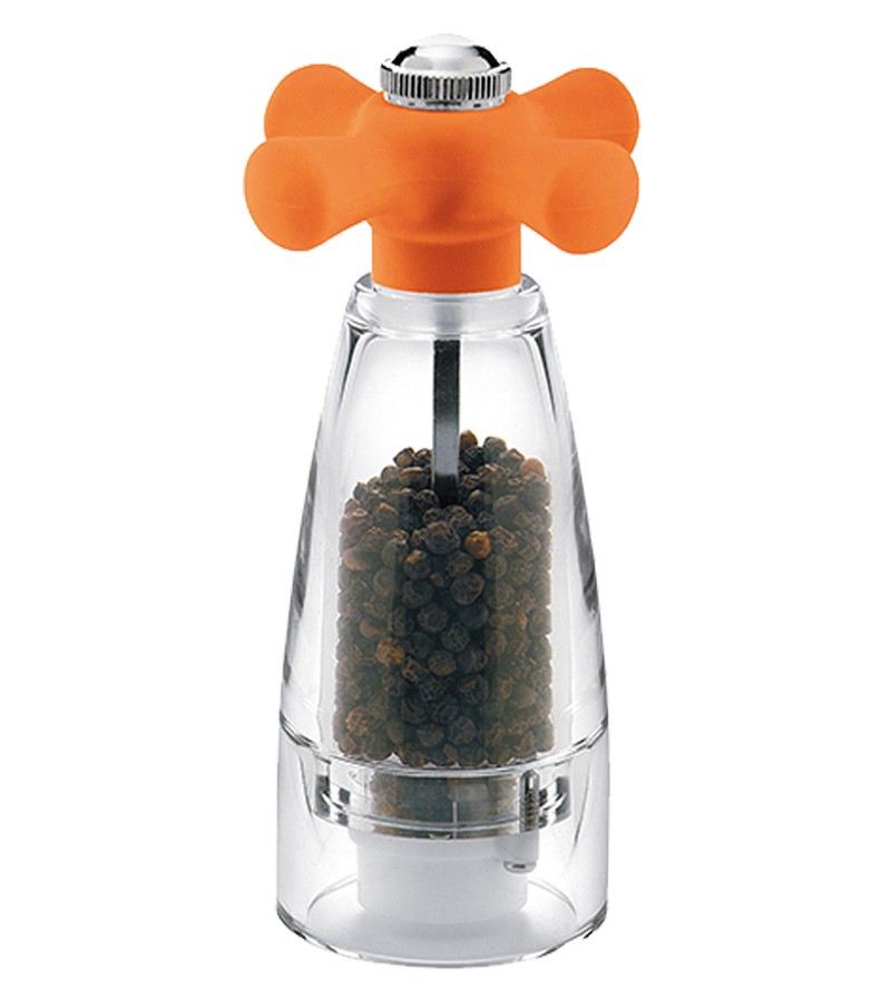 Pepper mill with orange cap