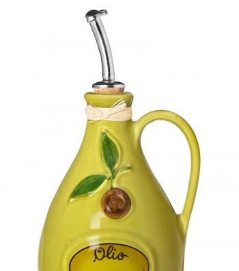 Detailed olive green hand-painted cruet