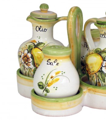 Set Olio-Aceto-Sale-Pepe in Ceramica Collezione  Incanto