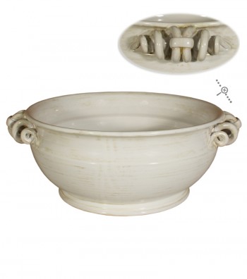 Centrotavola in ceramica con manici a spirale.