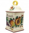 Ceramic biscuit box with pomegranate and grapes painted