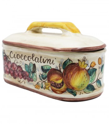 Scatola in ceramica decoro melograno uva