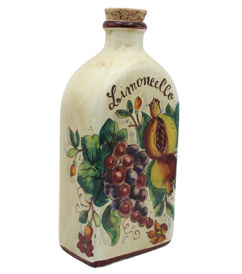 Bottiglia in ceramica per limoncello vista laterale