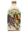 Bottiglia in ceramica dipinta a mano decoro melograno uva.