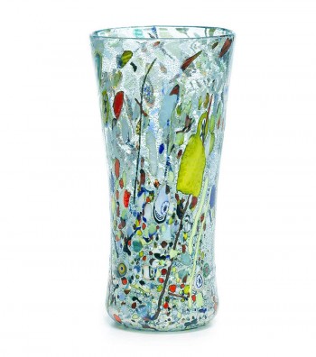 Harlequin Vase in Murano Glass light blu