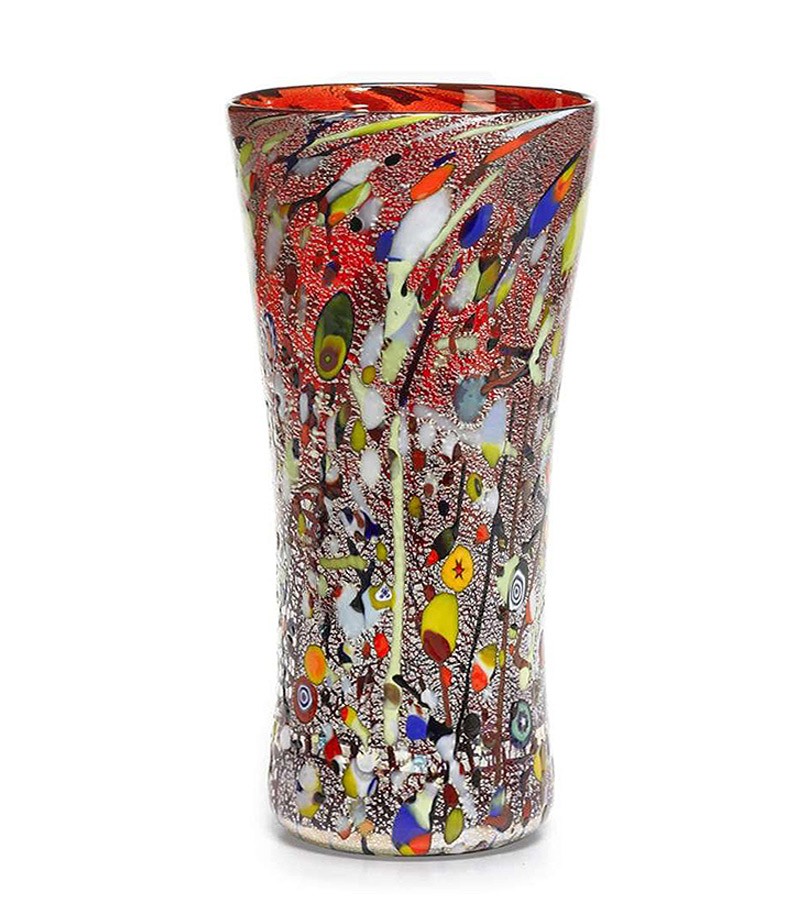 Harlequin Vase in Murano Glass red