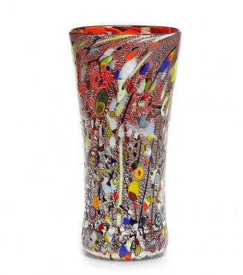 Harlequin Vase in Murano Glass red