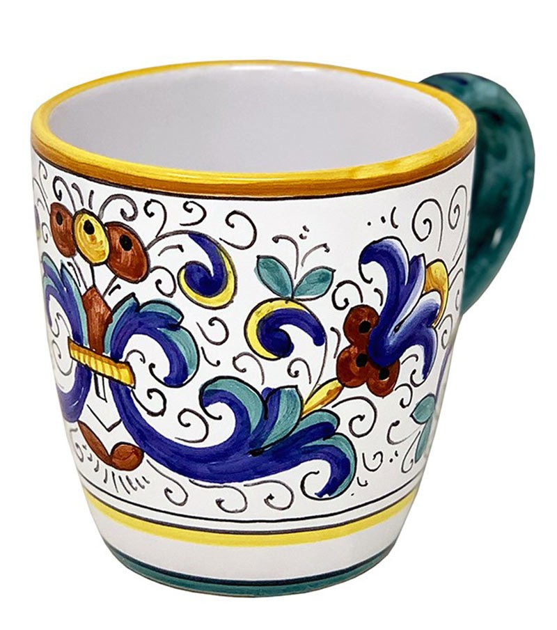 Set caffè ceramica maiolica ricco Deruta giallo 4 pz