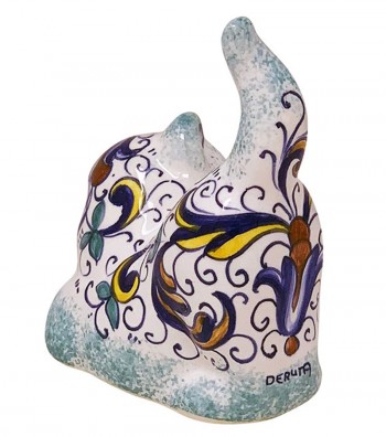 Ceramic cat painted in deruta