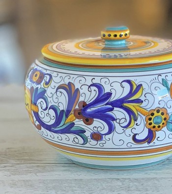 Biscuit Jar  hand painted.
