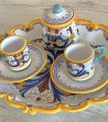 Set oval tray,2 coffee cups,sugar bowl hand painted near view