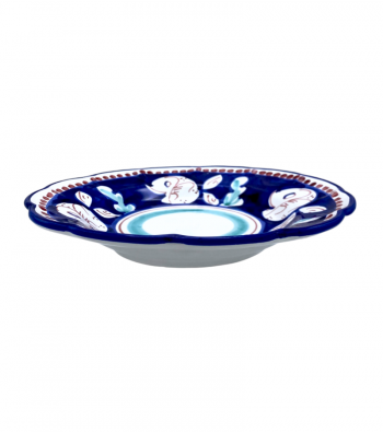 Piatto fondo Smerlato decoro Pesce Blu - Ceramica Artistica Falcone