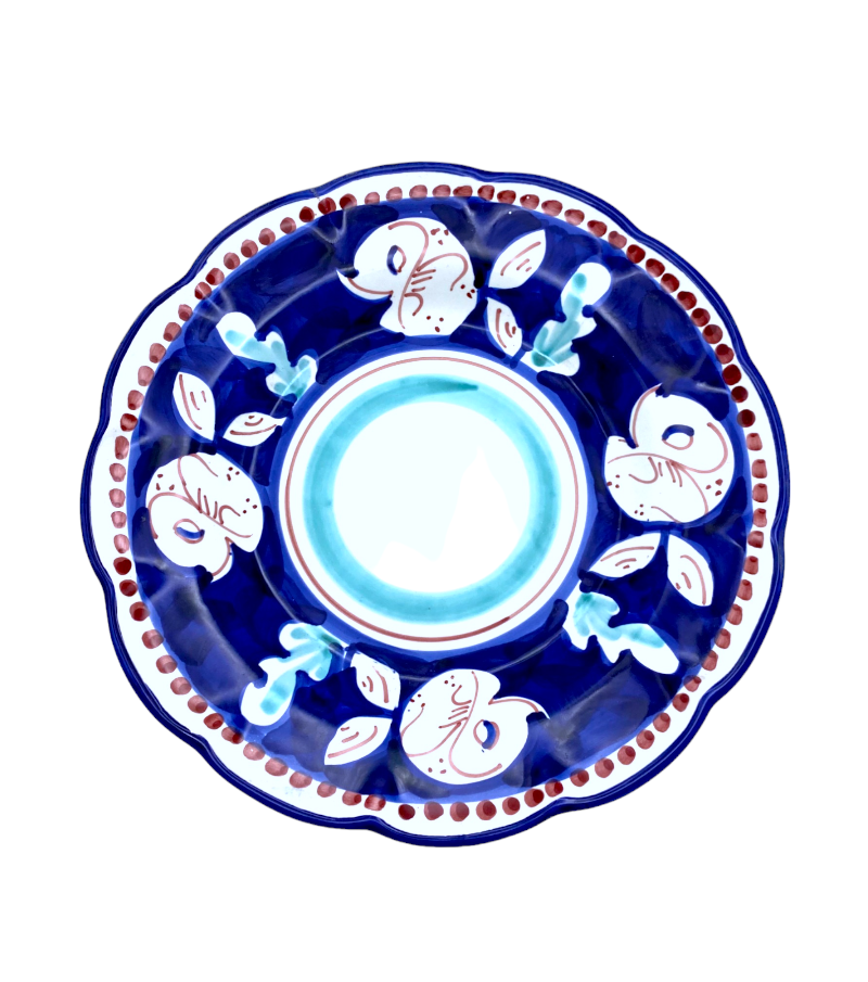 Piatto fondo Smerlato decoro Pesce Blu - Ceramica Artistica Falcone